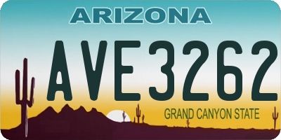 AZ license plate AVE3262