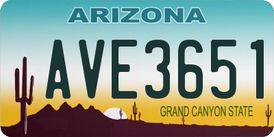 AZ license plate AVE3651