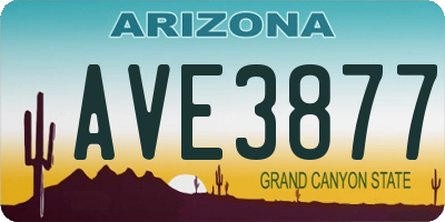 AZ license plate AVE3877
