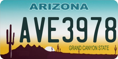 AZ license plate AVE3978