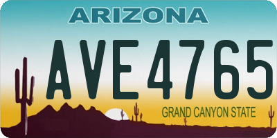 AZ license plate AVE4765