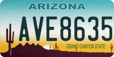AZ license plate AVE8635