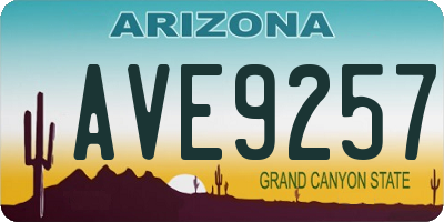 AZ license plate AVE9257