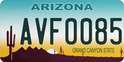 AZ license plate AVF0085