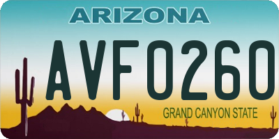 AZ license plate AVF0260