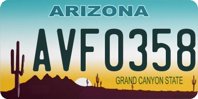 AZ license plate AVF0358