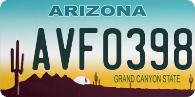 AZ license plate AVF0398