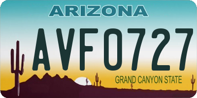 AZ license plate AVF0727