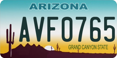 AZ license plate AVF0765