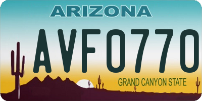 AZ license plate AVF0770