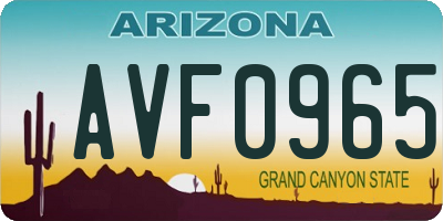 AZ license plate AVF0965