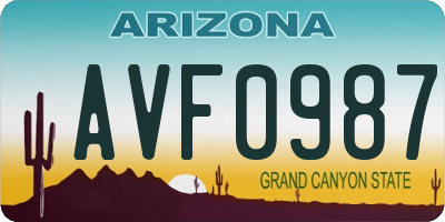AZ license plate AVF0987