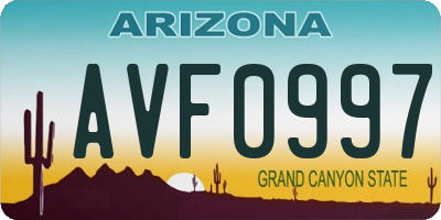 AZ license plate AVF0997