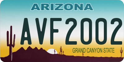 AZ license plate AVF2002