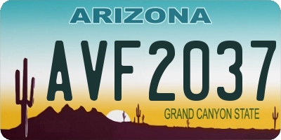 AZ license plate AVF2037