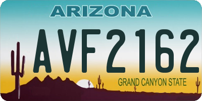 AZ license plate AVF2162