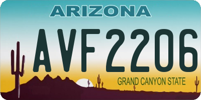 AZ license plate AVF2206