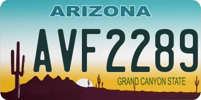 AZ license plate AVF2289