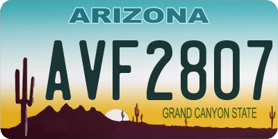 AZ license plate AVF2807