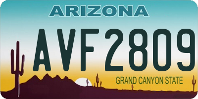 AZ license plate AVF2809