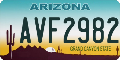 AZ license plate AVF2982