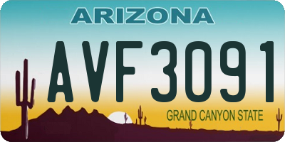 AZ license plate AVF3091