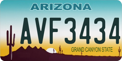 AZ license plate AVF3434
