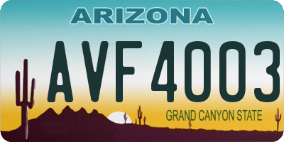AZ license plate AVF4003