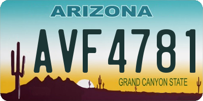 AZ license plate AVF4781