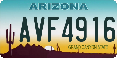 AZ license plate AVF4916