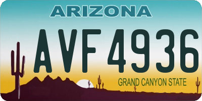 AZ license plate AVF4936