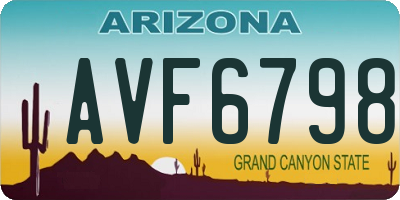 AZ license plate AVF6798