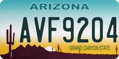 AZ license plate AVF9204