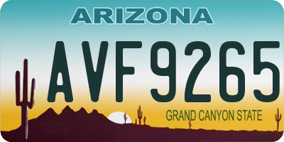 AZ license plate AVF9265