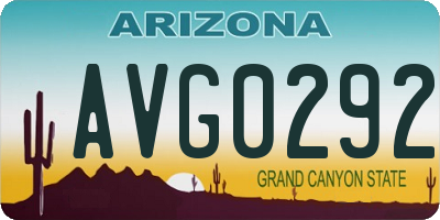 AZ license plate AVG0292