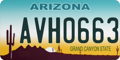 AZ license plate AVH0663