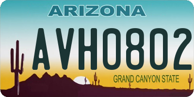 AZ license plate AVH0802