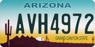 AZ license plate AVH4972