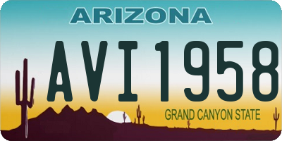 AZ license plate AVI1958