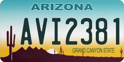 AZ license plate AVI2381