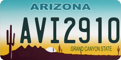AZ license plate AVI2910