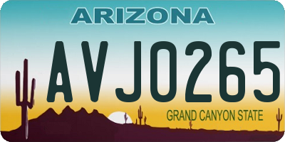 AZ license plate AVJ0265
