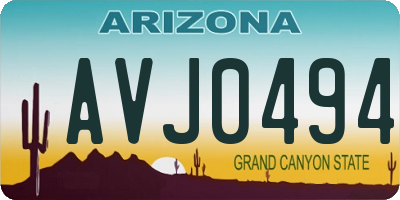 AZ license plate AVJ0494