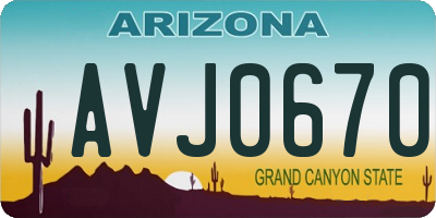 AZ license plate AVJ0670