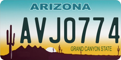AZ license plate AVJ0774