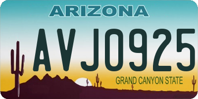 AZ license plate AVJ0925
