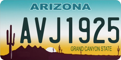 AZ license plate AVJ1925