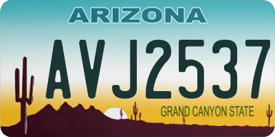 AZ license plate AVJ2537