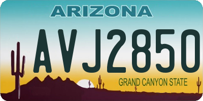 AZ license plate AVJ2850