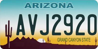 AZ license plate AVJ2920